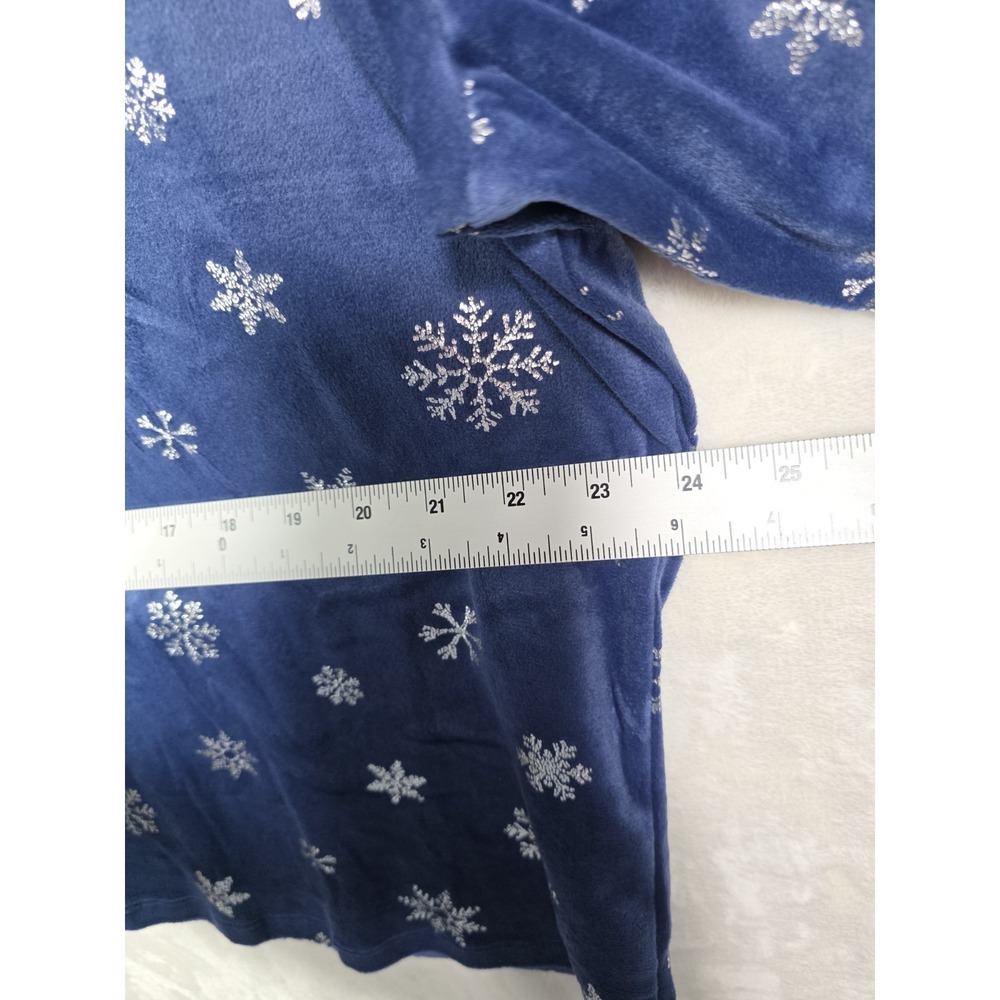 Sleep Chic XL Blue Velour Pajama Set Snowflake Print Long Sleeve Soft Lounge - Picture 8 of 15